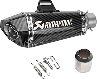 RA ACCESSORIES Universal Slip On Exhaust Silencer 36-51mm Muffler Pipe for All Motorcycle (Full Carbon)