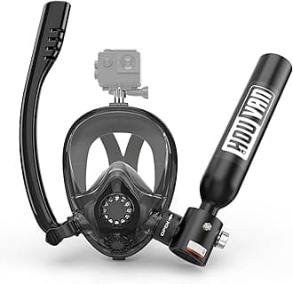 Mini Scuba Tank with Snorkel Mask 0.5L Inflatable Diving Tank with Full Face Diving Mask Pony Bottle Backup Diving Air Tank Suits for Recreational Snorkeling Shallow Diving