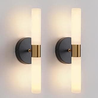 Wall Sconces Set of Two Black and Brass Lamp Sconces Lighting with White Glass Lights Wall Light Sconces Wall Decor Set of 2 for Living Room Wall Scones, Wall Lights