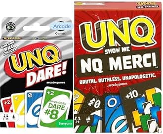 ARCADE GAMES Matte UNQ Classic & Merci | Combo Pack of 2 | Family Fun Card Games for Kids, Adults & Teens | Portable Travel Game | Fast-Paced Strategy, Action & Reversible Play | Perfect for Gifting