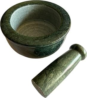 Oasis Green Kundi or Mortar Pestle Set or Ohkli Musal or Idi Kallu or Spice Grinder - Semi Polished - Std - 4.5in dia