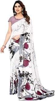 YashikaWomen's Printed Trendy Georgette Green Color Saree With Blouse Material