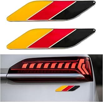 2 PCS 3D Tricolor Flag Emblem, Car Exterior Emblem Badge Sticker Decal, Vehicle Fender Bumper Decals, 3D Aluminum Declaration Badge for All Models, Universal Car Accessories (Germany)