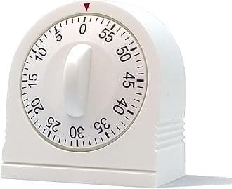60 Minute Wind Up Timer, Visual Mechanical Timer with Loud Alarm, Manual Countdown Timers for Classroom, Home, Study and Cooking (White)