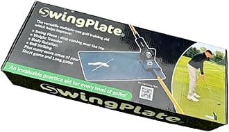 Swing Plate Golf Trainer with 2 Premium Gold alignments rods - Swing Analyzer Aid - Fits Standard 8mm Alignment Rod Sticks - Teaching Swing Plane Perfector - Indoor/Outdoor Golfing Practice
