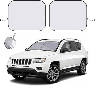 Ziciner 2 PCS Car Windshield Sun Shade, Auto Sun Heat and UV Rays Blocker, 33"×36" Foldable Automotive Front Window Sunshade Protector, Universal Vehicle Interior Accessories (Silver-L)