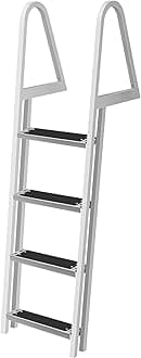 VEVORRemovable Dock Ladder with Rubber Mat, Pontoon Boat Ladder with Mounting Hardware, Swim Ladder Aluminum 4 Step, Each Step 16" x 4", 350Lbs Load, for Lake, Marine Boarding, Pool