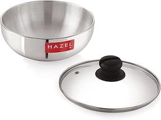Aluminium Kadai Without Handle | 1500ml Polished Aluminium Tasla with Glass Lid | Tasra Cooking Vessel for Kitchen