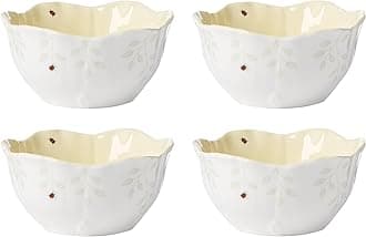 897771 Butterfly Meadow Floral Dessert Bowls, Yellow, Set of 4