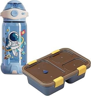 Panchhi Store 650ml Kids Water Bottle for School with Lunch Box | Leak Proof Sipper with 3 Compartment Tiffin for School & Office BPA-Free, Airtight Ideal for Travel, Pasta, Noodles, Salad & Snacks