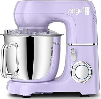 Mini Angel Electric Stand Mixer, 5.5 Quarts, Dough Hook, Flat Beater, Wire Whisk Attachments, 10+P Speeds with Splash Guard, Lavender with DIY STICKERS