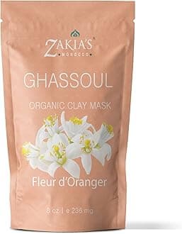 Moroccan Rhassoul Clay Mask (Orange Blossom) - Organic Natural Facial Mask and Skin Care Treatment - Anti-aging Mud Mask Heals Dry & Oily Skin, Acne, Eczema & Psoriasis - 8 Oz
