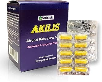 Akilis Liver Support Pills (100 Vegi Caps, 33 Doses) – Boosts Recovery After Drinking for Better Mornings, with Hovenia Dulcis (DHM), Milk Thistle, Prickly Pear, 16 Ingredients