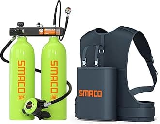 SMACO Mini Scuba Tank 2L Double Diving Tank Reusable Small Pony Bottle for Underwater Exploration Portable Twin 2L Lung Air Tank Diving Cylinder for Emergency Rescue Swimming Pool Cleaning S700 Max