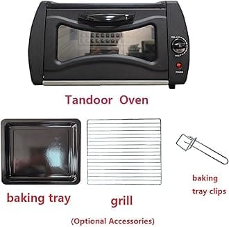Electric Mini Oven for Pizza, Countertop Tandoor Oven with Disk and Clamp, 50-400℃ Temperature Control, 1500W Mini Pizza Maker for Chapati, Roti, Lahmacun, Manakish, and Naan Bread