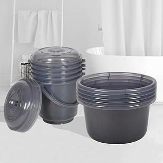 Kuber Industries Set of 10 Bathroom Combo Set | Bathroom Set | 5 Piece Tub-25 L & 5 Piece Bucket-13 L Bathing Set | Modern Bathroom Accessories Set | Transparent Gray