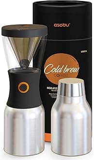 Asobu Coldbrew Portable Cold Brew Coffee Maker With a Vacuum Insulated 40oz Stainless Steel 18/8 Carafe Bpa Free (Silver)