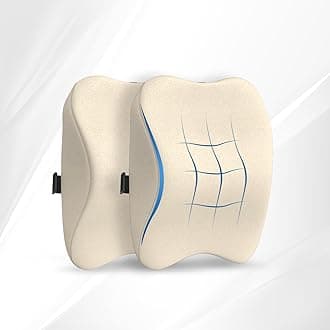 Ultimate Car Neck Head Rest Pillow | 2 Years Warranty | 100% Memory Foam Comfortable Rides, Cervical Support - Relieves Neck Pain | 11 x 10 x 4 Inch | Washable Beige Velvet Cover | Pack of 2