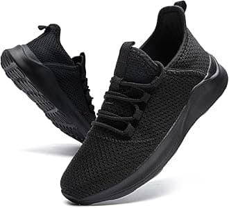 Mens Sports Shoes Running Shoes Slip On Shoes Walking Shoes Fitness Shoes Non-Slip and Durable Tennis Shoes Outdoor Casual Shoes Lightweight Comfortable Black UK 7