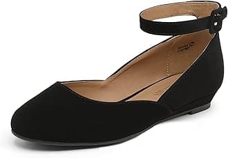 DREAM PAIRS Women's Revona Low Wedge Ankle Strap Flats Shoes