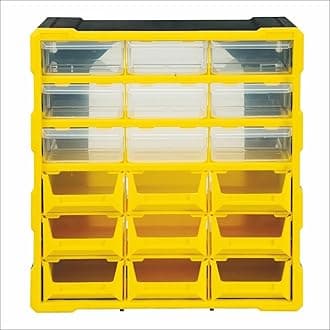 Alkon Component Organiser with Bins and Drawers (ACO9B9D) | Small Parts Storage Jewellery Craft Sewing Cabinets Screws Nuts Bolts Power Tool Organiser DIY Clinic Hospital | 9 Bins and 9 Drawers