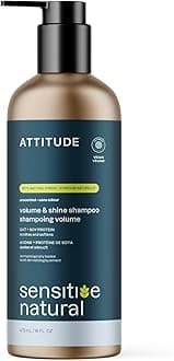 ATTITUDE Volume and Shine Hair Shampoo for Sensitive Dry Scalp, EWG Verified, Soothing Oat, Thin Hair, Naturally Derived Ingredients, Vegan Plant-Based, Unscented, Refillable Aluminum Bottle, 16 Fl Oz