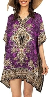 Short Kaftan Beach Cover ups Dresses for Women Ladies Dashiki African Caftan Loungewear Free Size