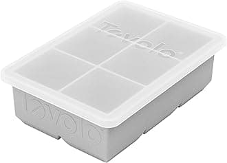 Tovolo Large 2” King Cube Ice Tray with Lid Oyster Gray Ice Cube Trays for Whiskey Cocktails Smoothies, Big Square Ice Cube Mold Silicone Freezer Tray for Perfect Cubes BPA Free Dishwasher Safe