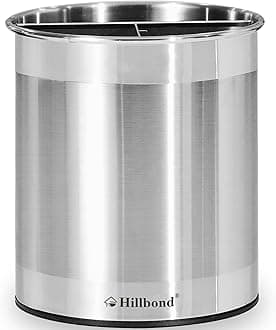 7.5x6.9 Inch EXTRA LARGE Utensil Holder for Countertop, Stainless Steel Rotating Organizer with Removable Divider, Space-Saving for Large Kitchen Utensils Set & Spacious Kitchens