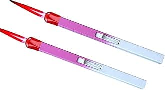 NIVEK Giant Match Stick Shaped Multipurpose Butane Refillable Lighter, Matchstick Novelty Lighter, Wood Color, Fun Cool Lighters (2 Pink+White Color)