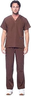 Dagacci Scrubs for Men Set - V-Neck Scrub Top and Cargo Pants - 8 Pockets Men Scrubs Set