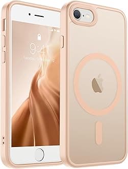 SUPFINE Magnetic for iPhone SE Case 2022(3rd)/2020(2rd),iPhone 8 Case(Compatible with MagSafe)(10 FT Military Grade Drop Protection) Slim Translucent Matte Phone Case,Sand Pink