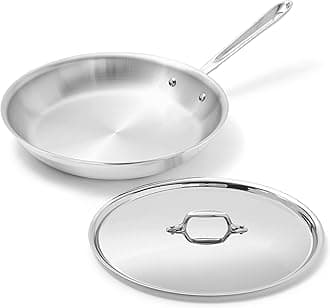 41126 Stainless Steel Fry Pan with Lid, Dishwasher Safe, Tri-Ply Bonded, 12 Inch Pan, Silver