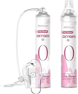 Oxygen Tank, 10L 2-Pack Portable Canned Oxygen with Mask and Tube, 99.5% Pure Canned Oxygen, Eco-Friendly Design, for High Altitude, Exercise Recovery, Pregnant Women, and The Elderly.