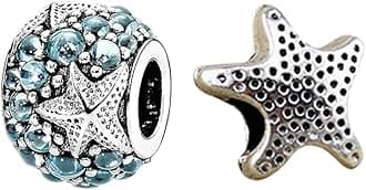100% 925 Sterling Silver Ocean Starfish Charm Bead with Cubic Zirconia Fits Pandora Bracelets DIY Jewelry Making Sterling Silver Cubic Zirconia, Sterling Silver, Cubic Zirconia