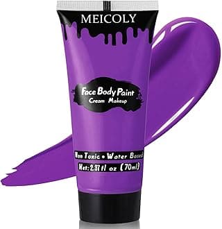 Purple Cream Face Body Paint,2.37Oz Large Tube Water Based Non-Toxic Full Body Paint for Adult and Kids,Highly Pigmented Face Painting for Halloween SFX Special Effects Ursula Cosplay Makeup