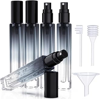 5PCS Cologne Atomizer Empty, 10ML Mini Perfume Bottles Refillable With Dispenser Tools, Pocket Spray Bottle for Travel and Sample Container (Gradient+Black Cap)