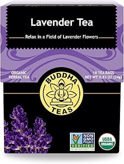Buddha Teas Organic Lavender Tea - OU Kosher, USDA Organic, CCOF, 18 Bleach-Free Tea Bags
