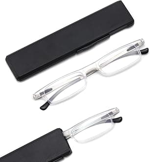 Ultra thin Lightweight Folding Reading Glasses Women Men TR90 Blue Light Blocking Anti UV/Eyestrain Foldable Compact Computer Readers Portable Unique Stretchable Slim Flat case Clear +1.5