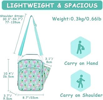 VASCHY Lunch Boxes Bag for Kids, Insulated Lunchbox Reusable Containers for Girls with Detachable Shoulder Strap for School Flamingos
