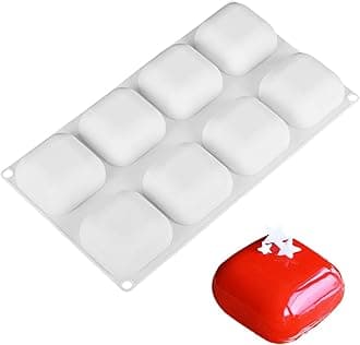 OCPO KITCHEN Square Silicone Mold for Baking Mousse Cake, 3D Silicone Mold for Baking Cheese Cakes, Dessert, Pastry, Chocolate, Pudding, Ice Cream, Handmade Soap Mold, Cake Decoration Mold (8-Cavity)
