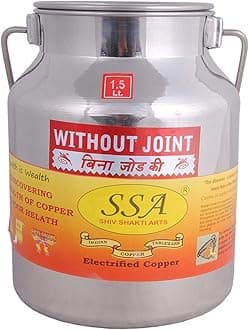 Shiv Shakti Arts® Jointless Stainless Steel Container Milk Can with Lid and handle (1.5 litre) Ghee Container | Ghee Pot | Oil Can | Milk Pot | Steel Dabba | Steel Containers | Milk Box |