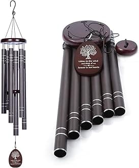 Noble House Sympathy Wind Chimes Outdoor Large Deep Tone,42" Memorial Wind Chimes for Loss of Loved ones,Big Wind Chimes, Both Indoor Decor and Outdoor Decor in Your Garden,Yard and Patio (Dark Brown)