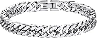 Richsteel Mens Cuban Link Bracelets, Silver/Black/14K Gold Plated Stainless Steel Bracelet for Men 8/12/17mm Width, 7.4/8.2/9 Inch Length Chain Wrist Bracelets With Gifts Box