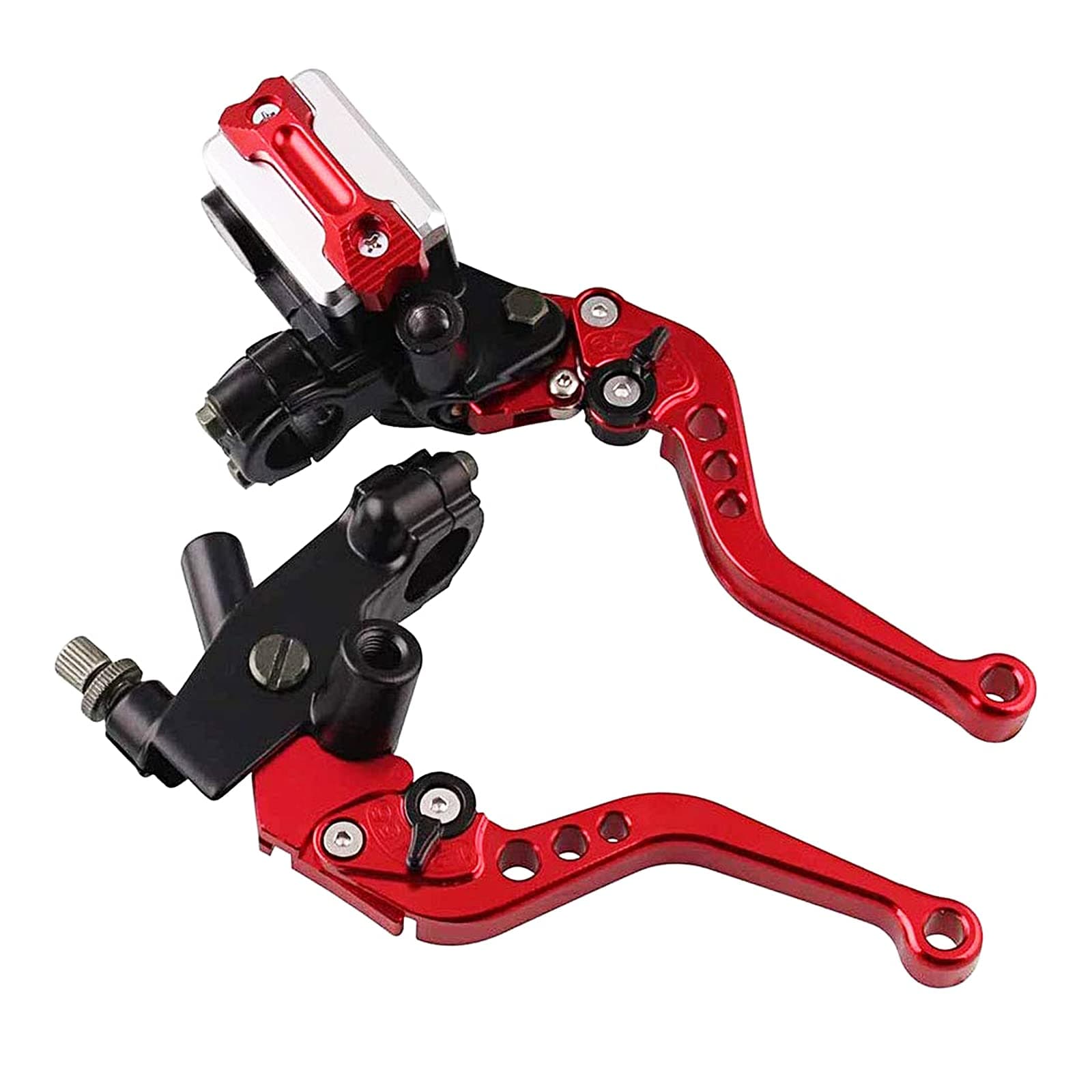 PACEWALKER Universal Motorcycle 7/8" 22mm Handlebar Brake Master Cylinder Clutch Lever CNC Left & Right Set for Honda Kawasaki Suzuki Yamaha red