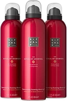 Shower Foam The Ritual of Ayurveda Value Pack - Shower Gel with Indian Rose and Almond Oil - Cleansing Foaming Shower Gel - Economy Pack, 3 x 200ml