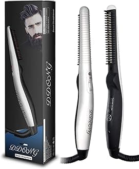 DDONG Beard Straightener Comb for Men,Hair Hot Comb,Quick Electric Heated Beard Brush Styler,Travel Portable Styling Comb beard iron, Multifunctional Straightening Brush