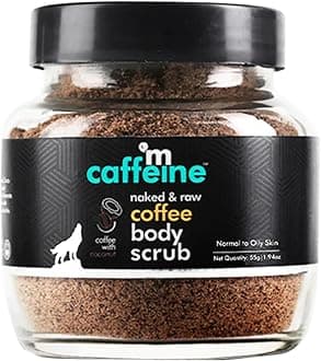 Naked and Raw Coffee Body Scrub - Body Wash Treats Ingrown Hair - Body Exfoliator Softens Skin - Coconut - All Skin Types - 1.94 oz