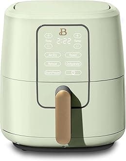 Beautiful 6 Qt Air Fryer with TurboCrisp Technology, EverGood Ceramic Nonstick Coating - Roast, Reheat and dehydrator, kitchen appliances by Drew Barrymore (Sage Green)