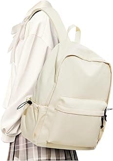 Backpack Lightweight bag Waterproof college backpack for cute Aesthetic backpacks Casual Daypack for Men Women(Beige)